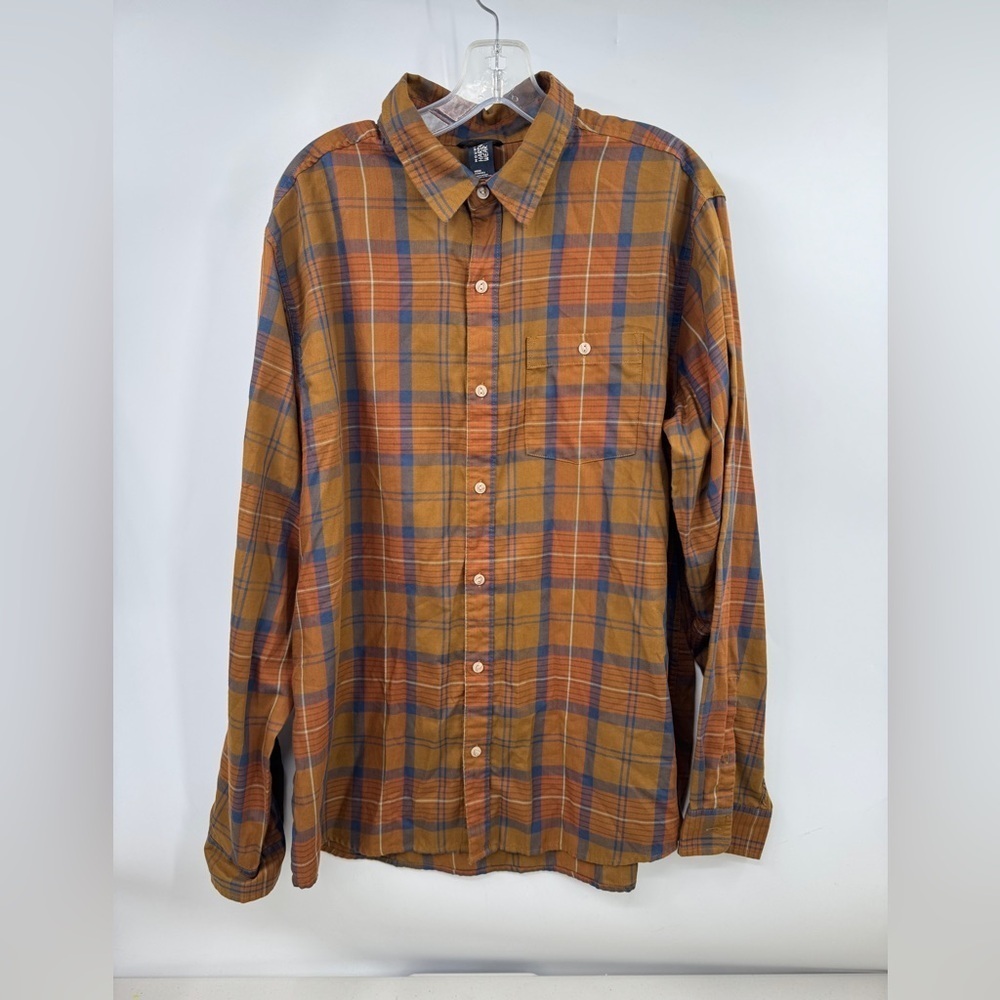 Mountain Hardwear Mens Long Sleeve Button Up Rust  Plaid Outdoor Shirt XL